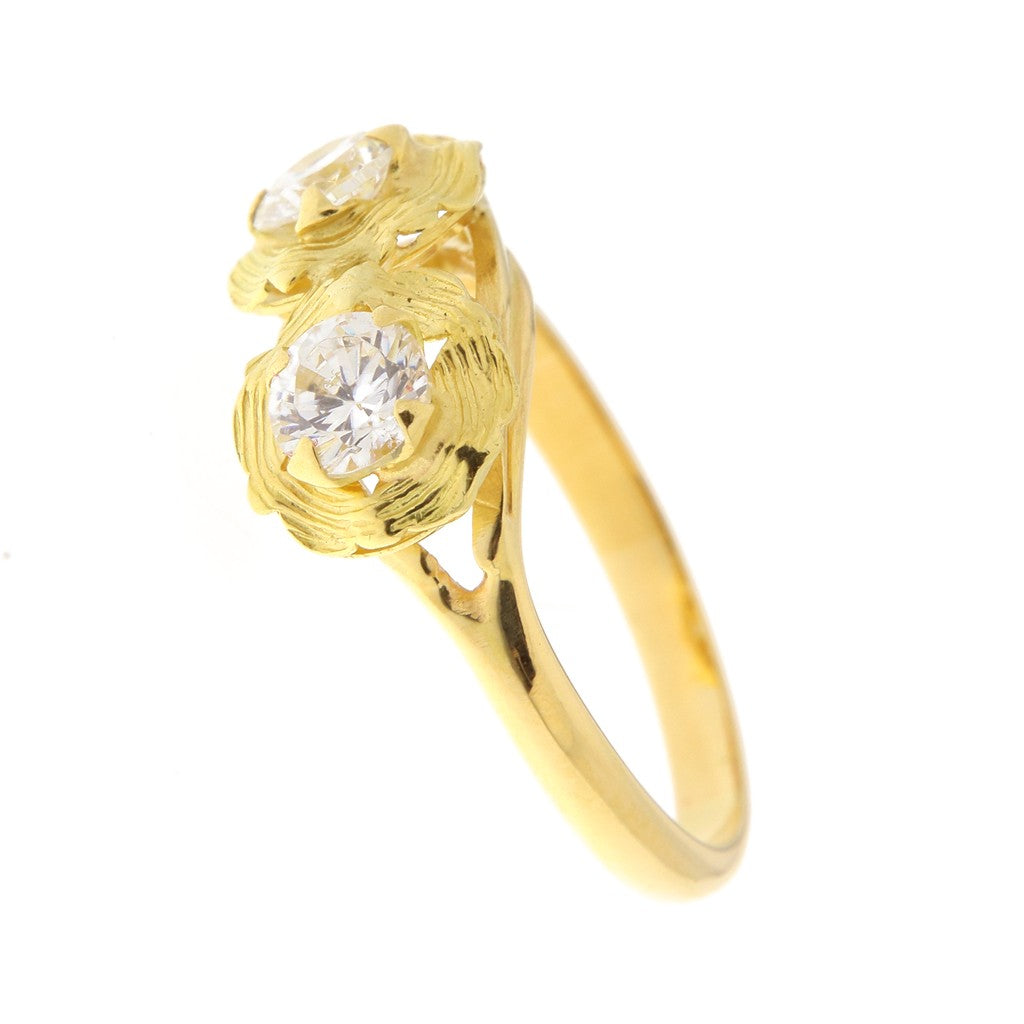 Anello Doppia Pietra Bianca