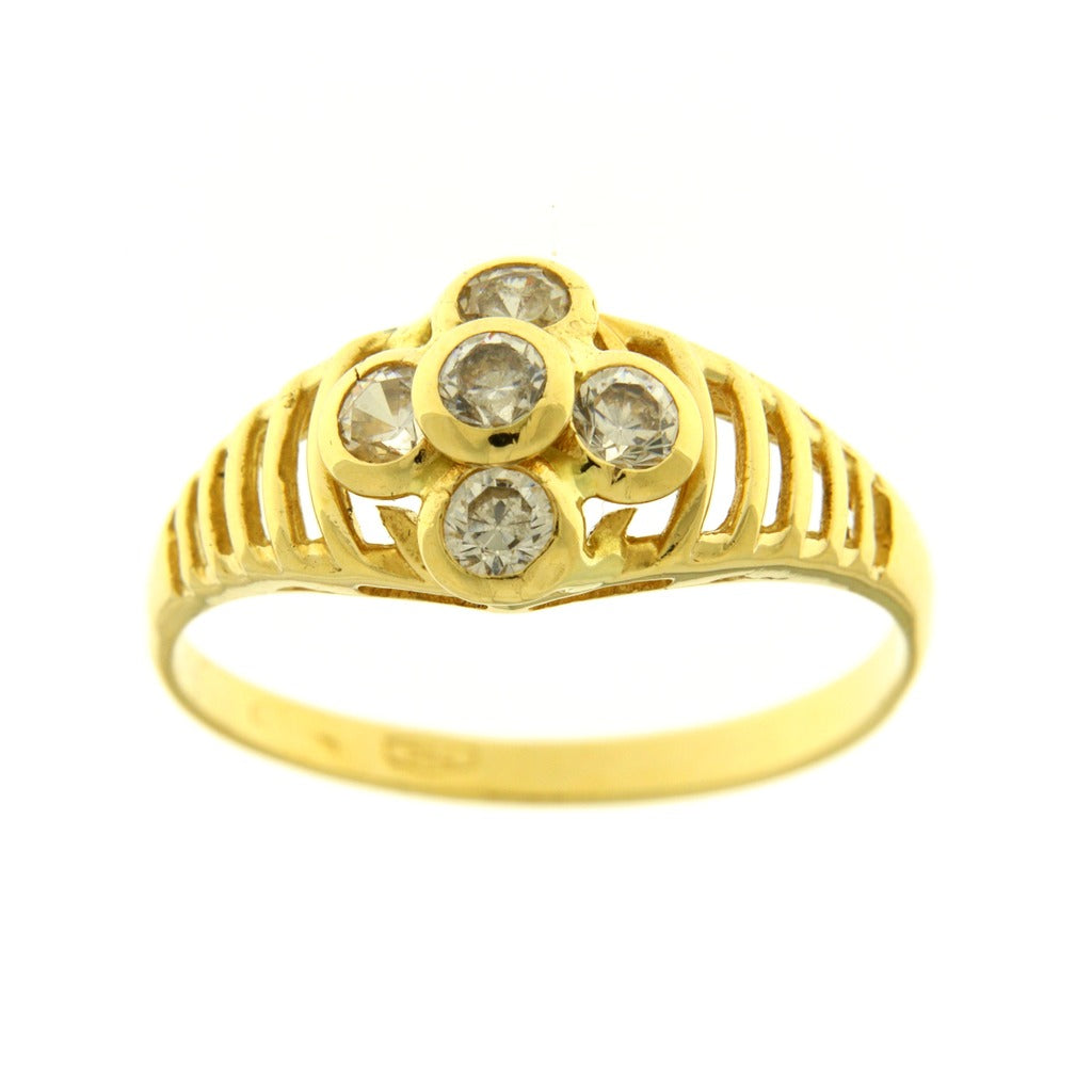 Anello Fiore con Pietre Bianche