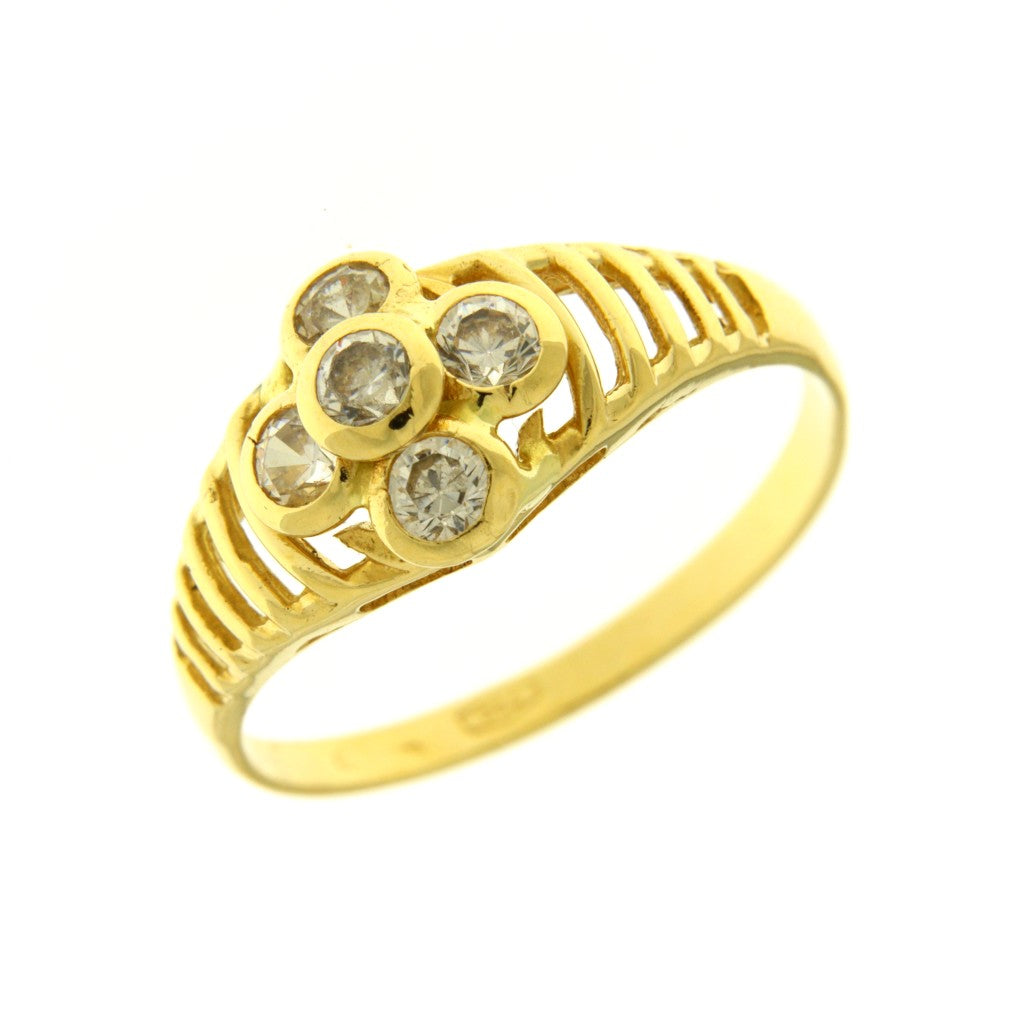Anello Fiore con Pietre Bianche