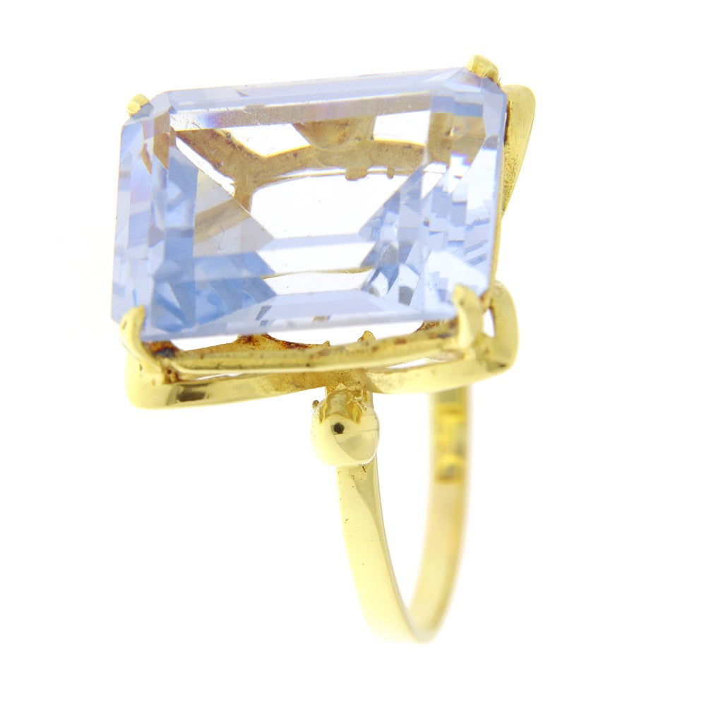 Anello Rettangolare con Pietra Celeste