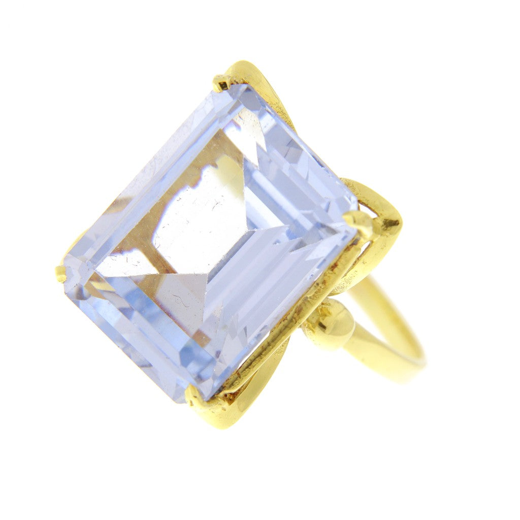 Anello Rettangolare con Pietra Celeste