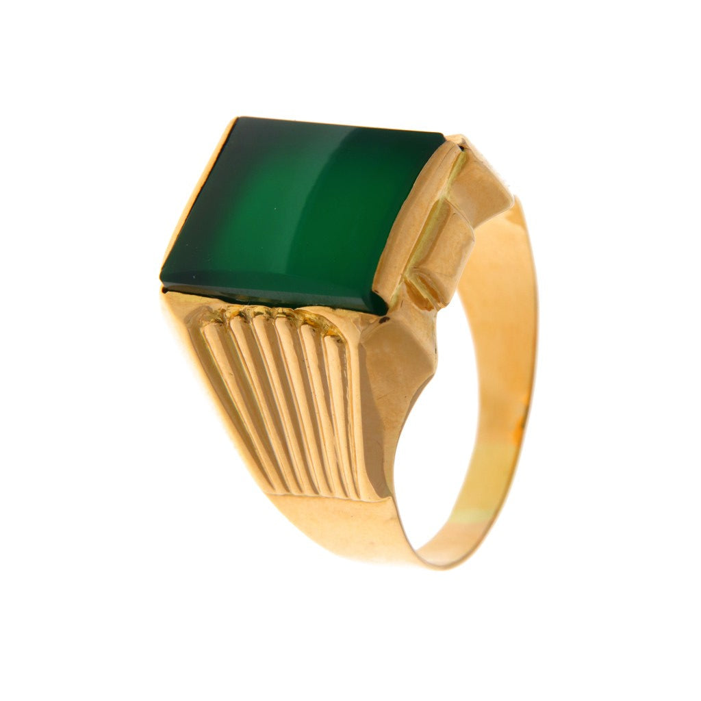 Anello Sigillo Rettangolo Verde
