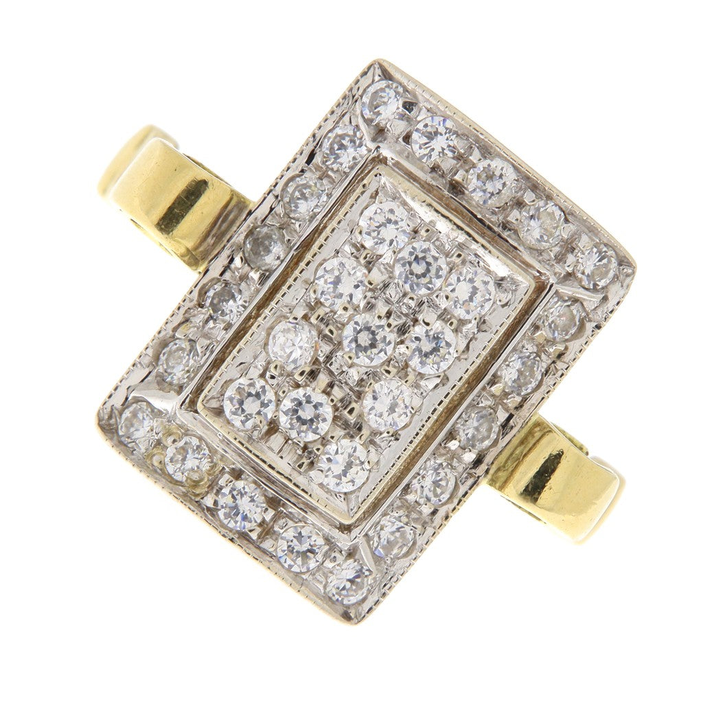 Anello Rettangolo con Pietre Bianche