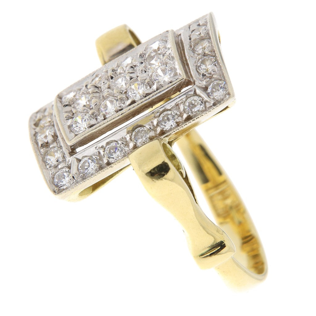 Anello Rettangolo con Pietre Bianche