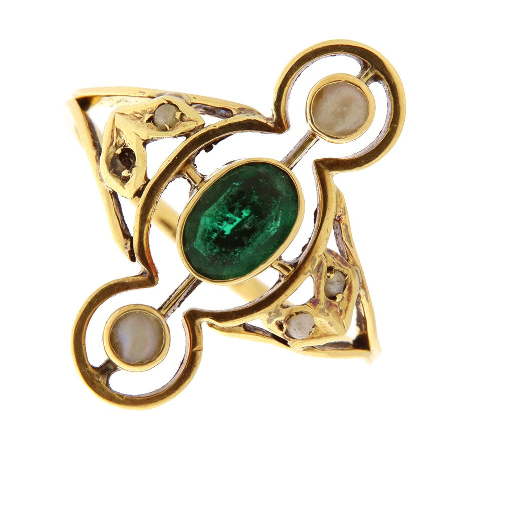 Anello Rombo con Pietra Verde
