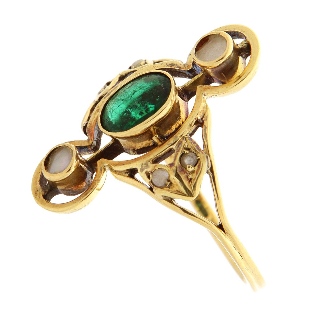 Anello Rombo con Pietra Verde