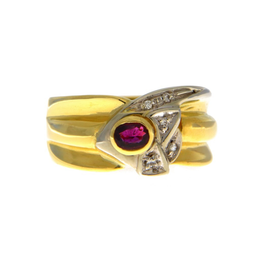 Anello Fascia con Rubino e diamanti anni '80