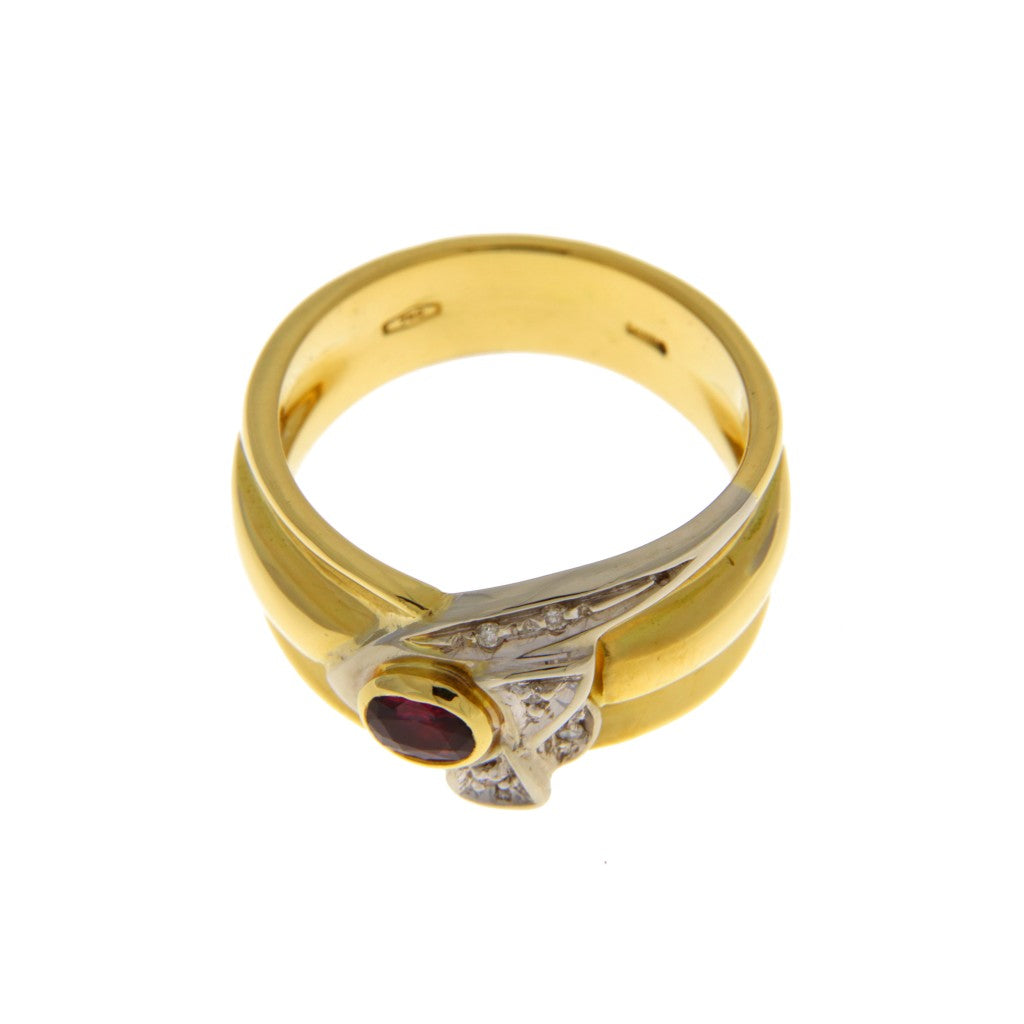 Anello Fascia con Rubino e diamanti anni '80