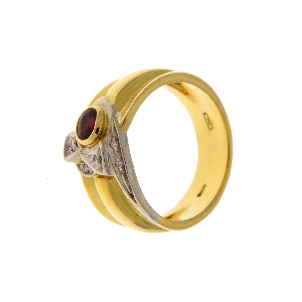 Anello Fascia con Rubino e diamanti anni '80