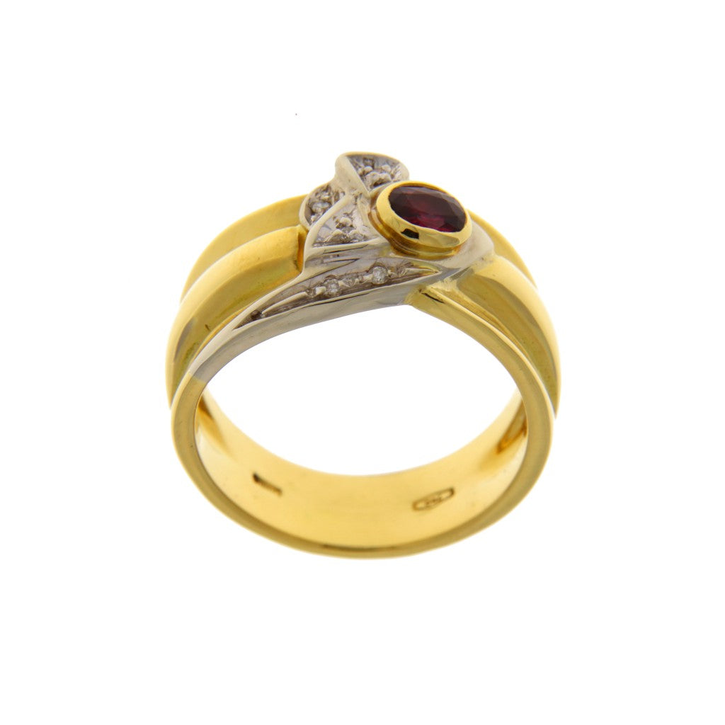 Anello Fascia con Rubino e diamanti anni '80