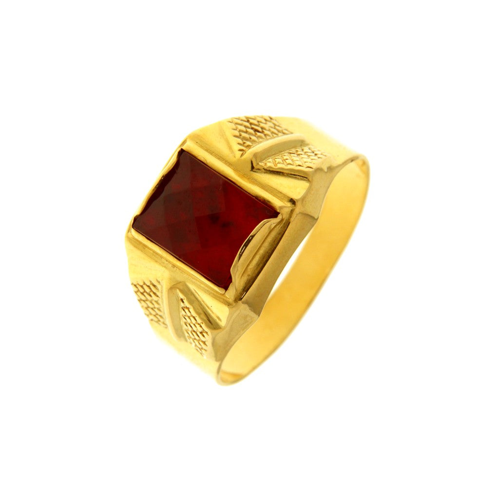 Anello Sigillo con Pietra Rossa