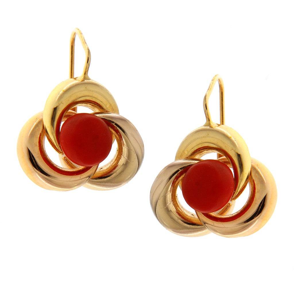 Orecchini a Triquetra con Sfera Rossa