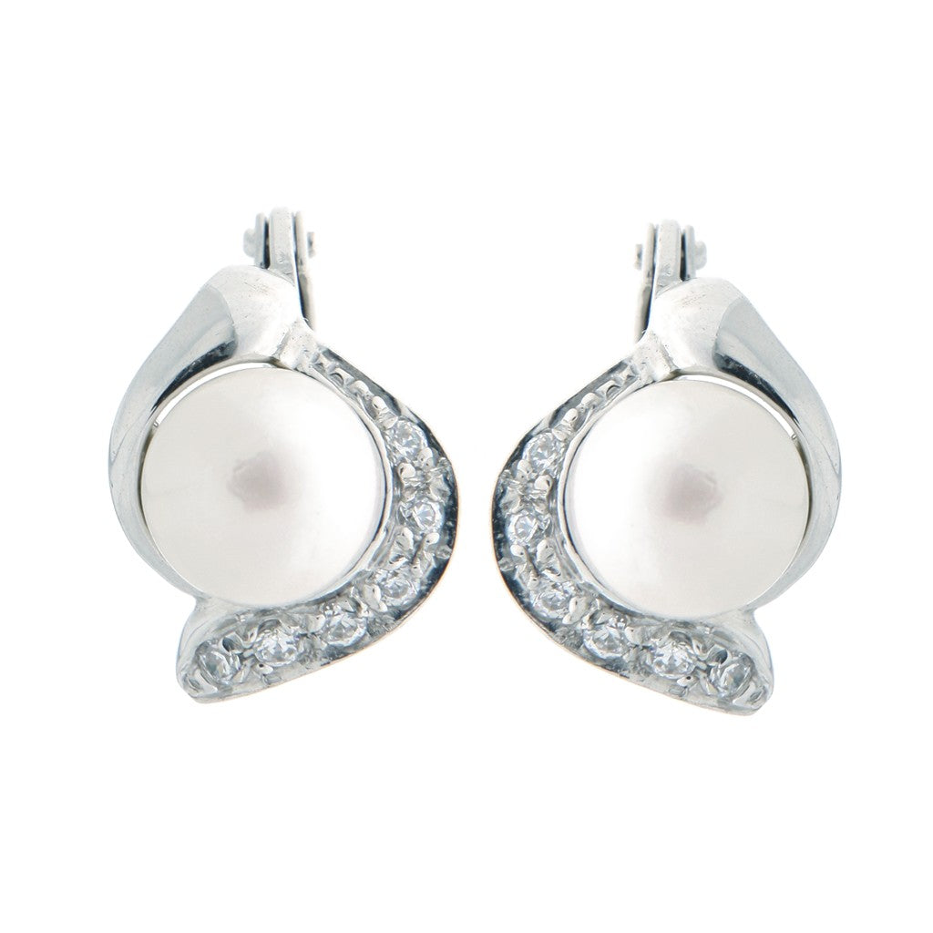 Orecchini con Perle e Pietre Bianche