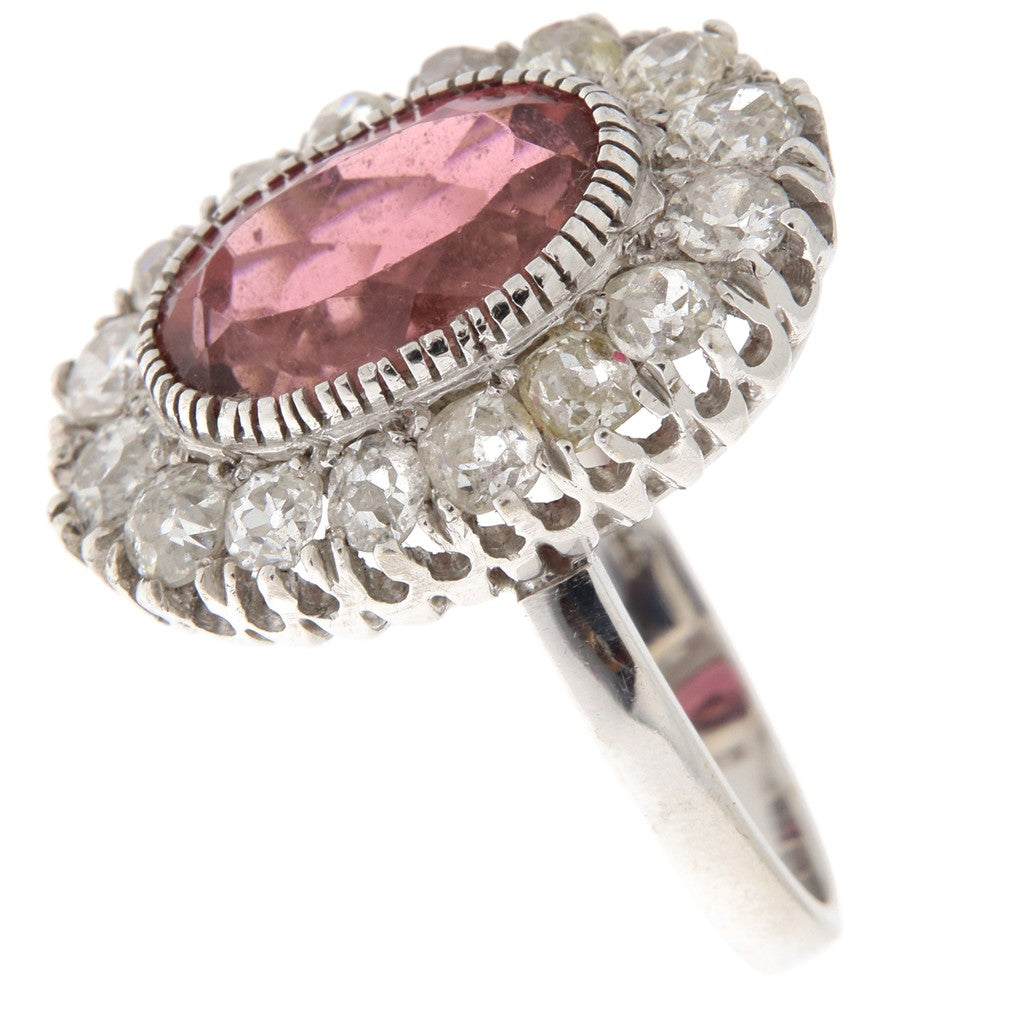 Anello Fiore con Tormalina Rosa e Diamanti (Articolo NON in Saldo)