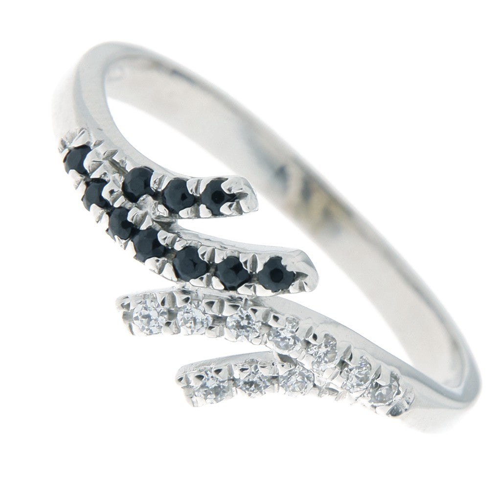 Anello Fantasia con Pietre Nere e Bianche