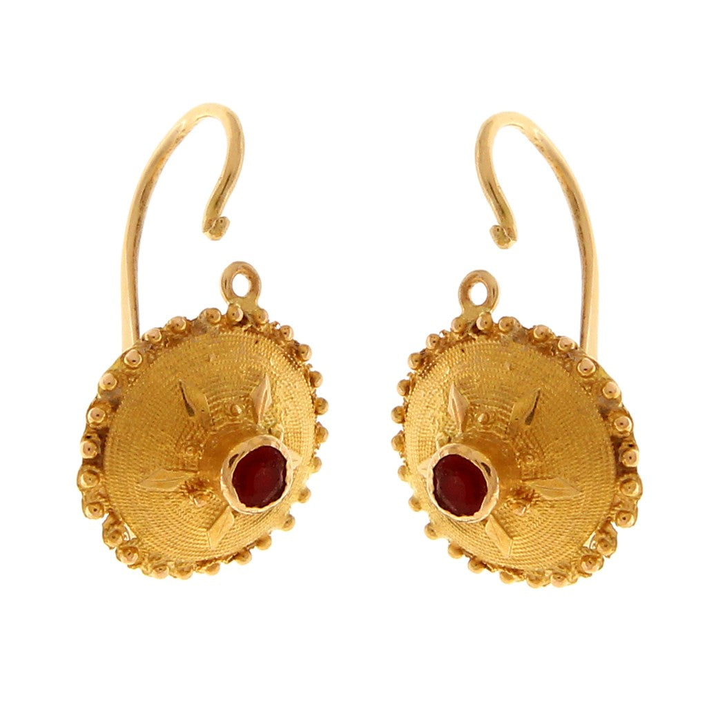 Orecchini a Bottone con Pietra Rossa