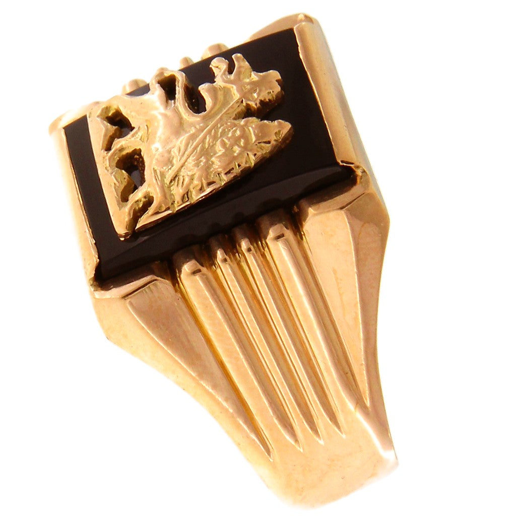 Anello Sigillo Pietra Nera e Stemma