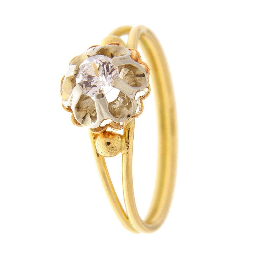 Anello Fiore con Pietra Bianca