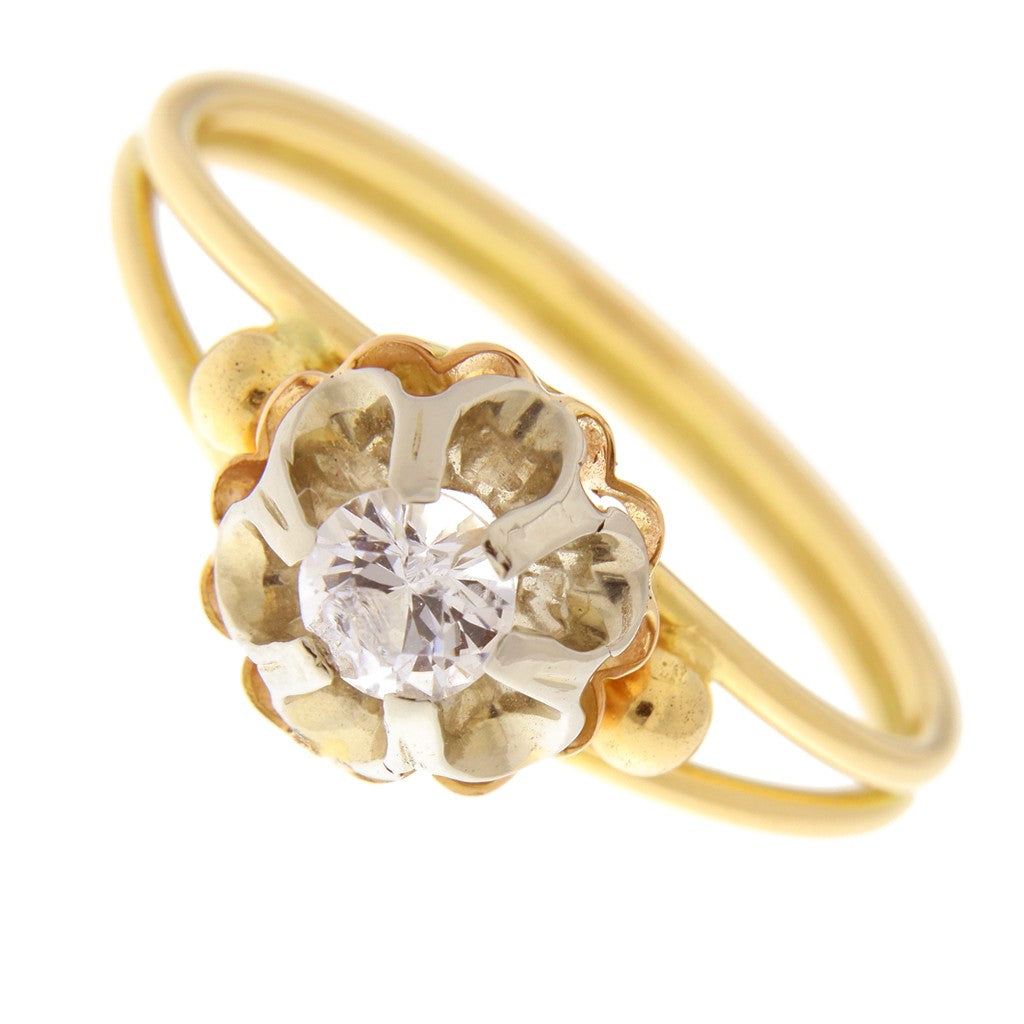 Anello Fiore con Pietra Bianca