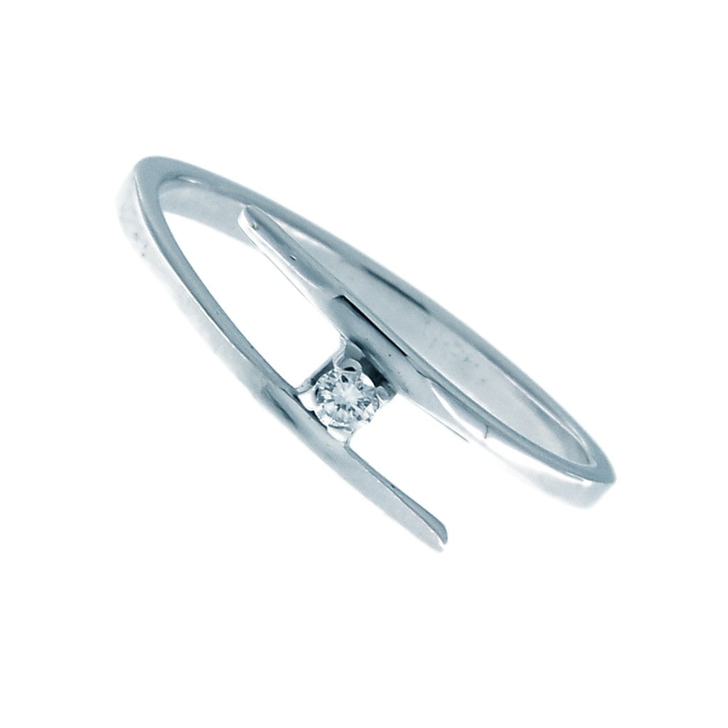 Anello Solitario Contrariè con Diamante da 0.05 CT