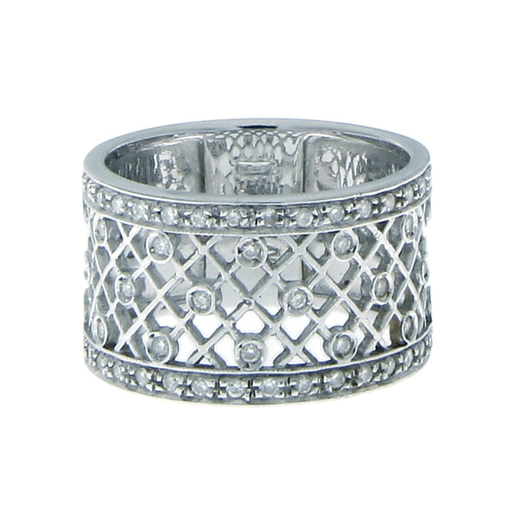 Anello Fascia Reticolata con Diamanti da 0.01 CT