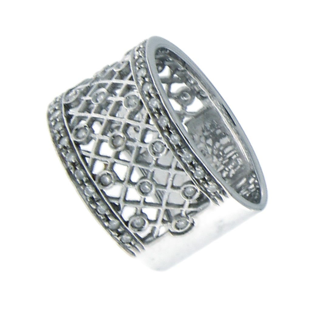 Anello Fascia Reticolata con Diamanti da 0.01 CT