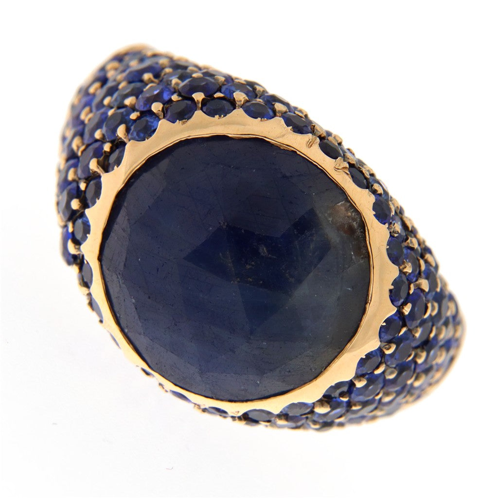Anello Sigillo con Zaffiri e Pietra Blu