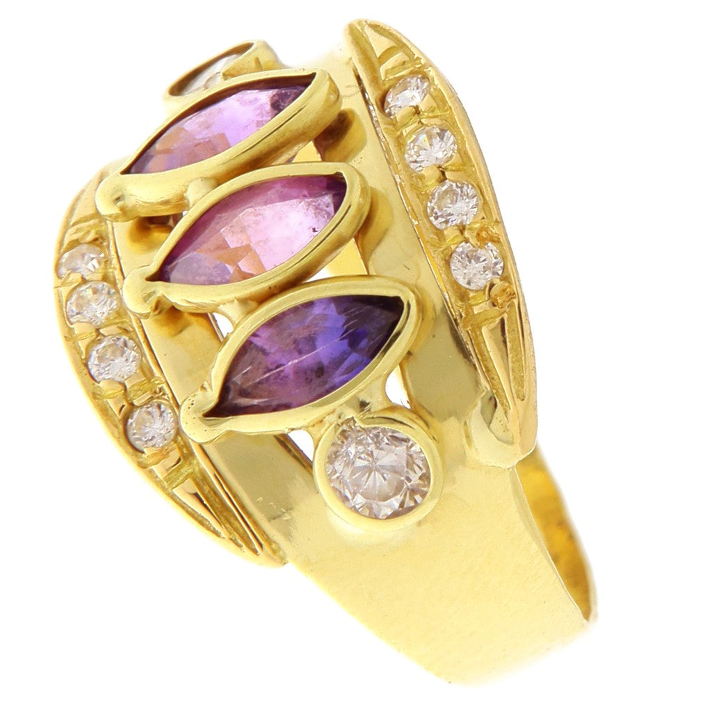 Anello Pietre Rosa e Bianche