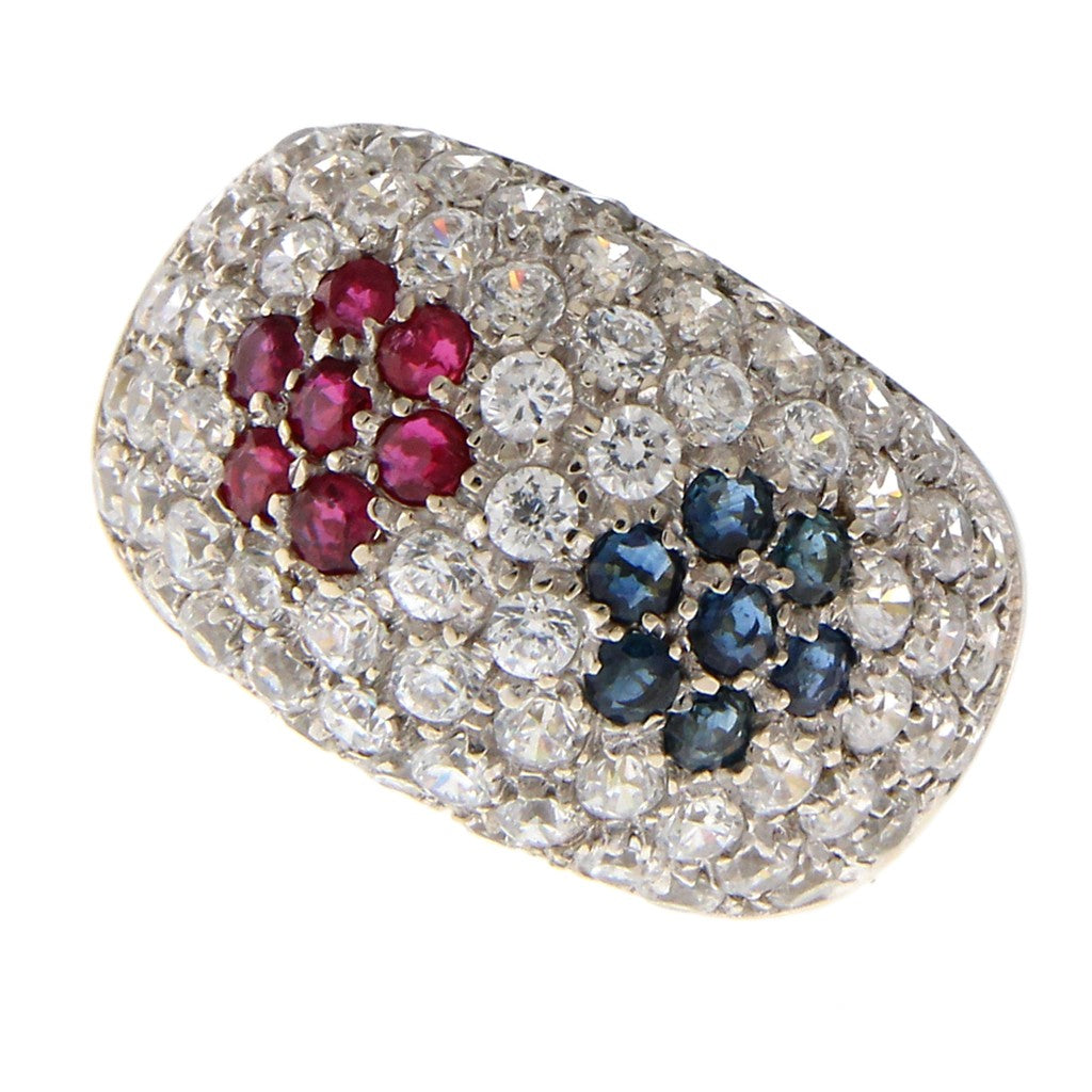 Anello Pavè Zirconi, Rubini e Zaffiri