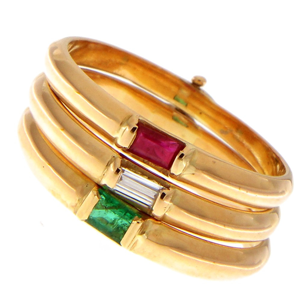 Anello Triplo con Pietre Preziose Colorate
