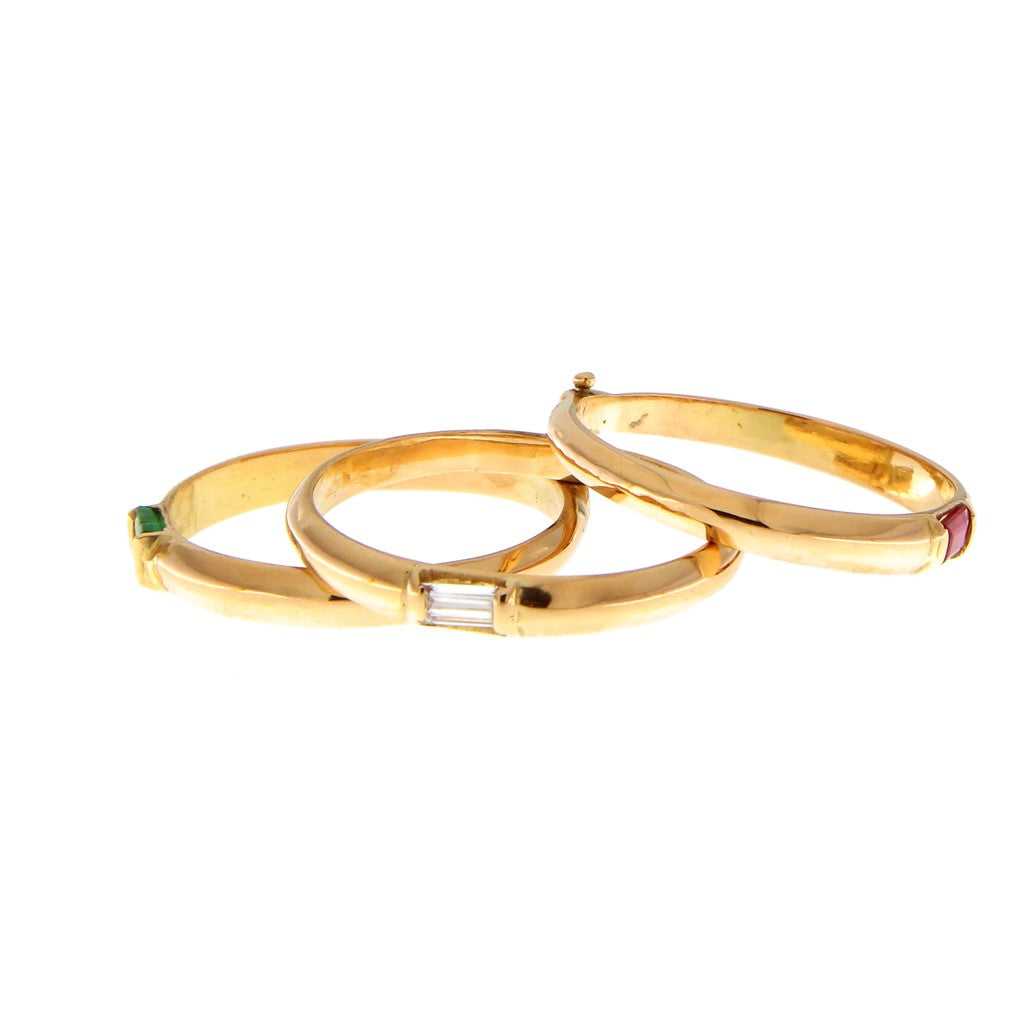 Anello Triplo con Pietre Preziose Colorate
