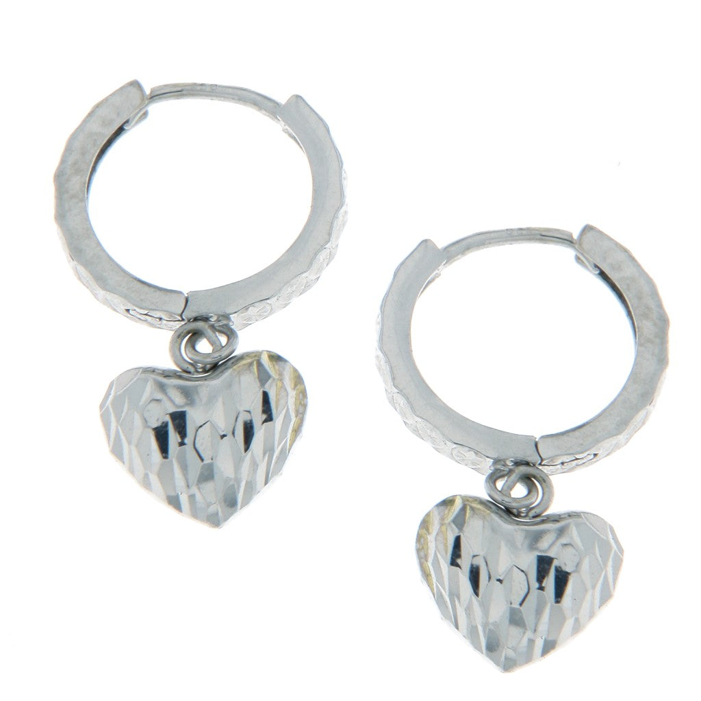 Orecchini a Cerchio con Charm Cuore Sfaccettato