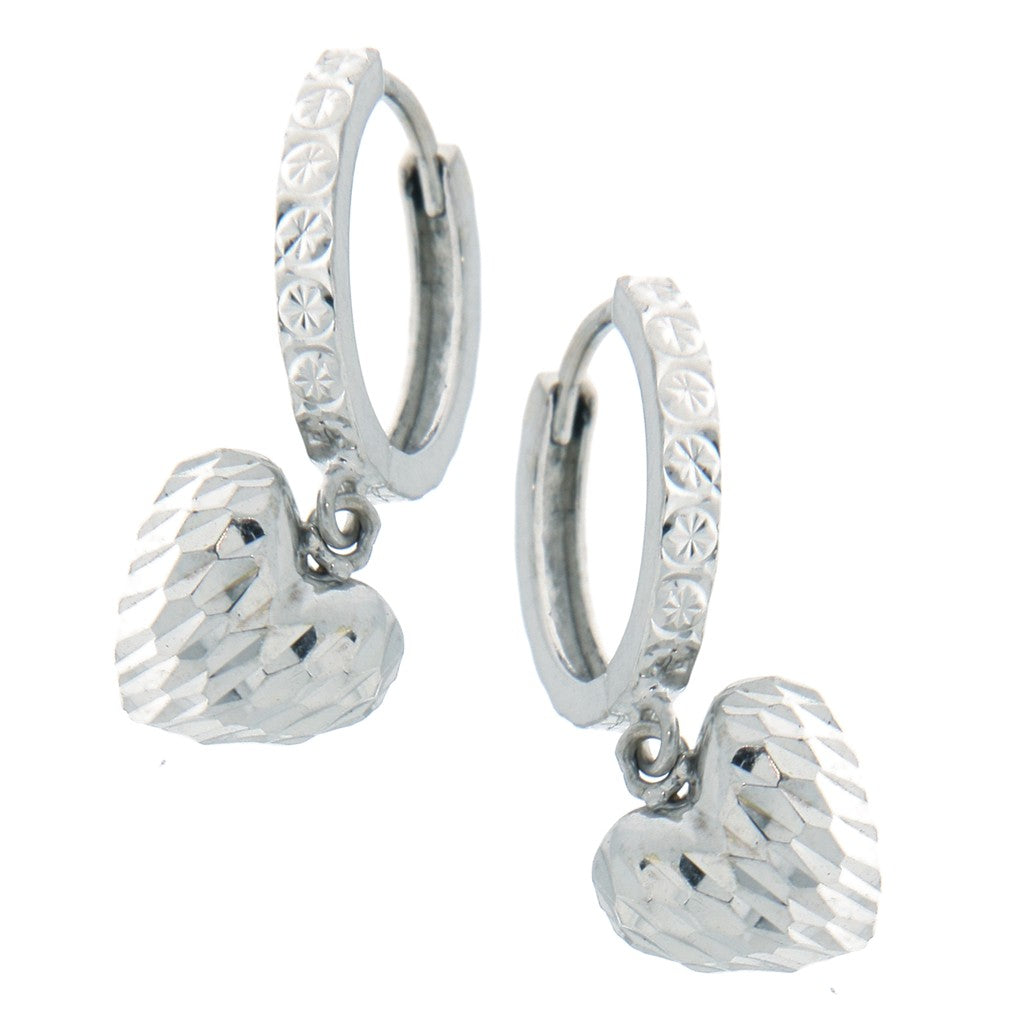 Orecchini a Cerchio con Charm Cuore Sfaccettato