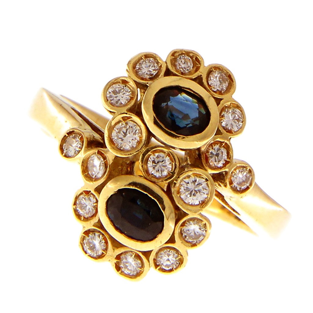 Anello Contrariè Fiori con Diamanti e Zaffiri