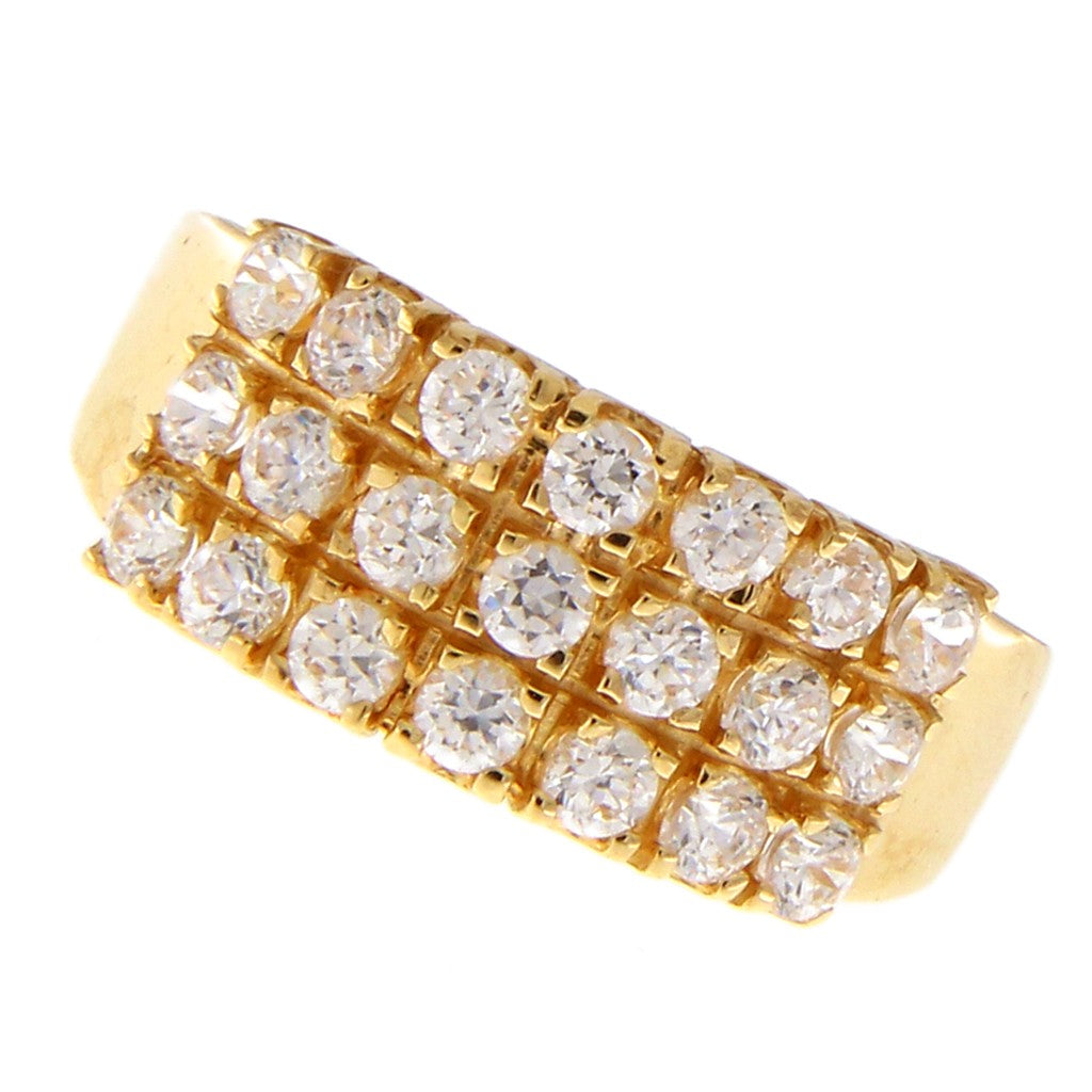 Anello Rettangolare con Pavè di Zirconi