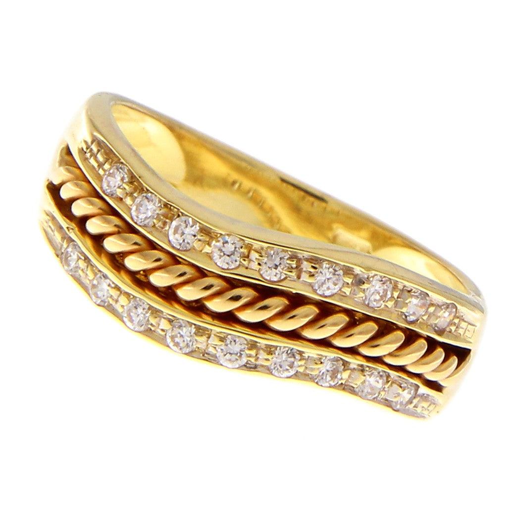 Anello Ondulato Torchon e Zirconi