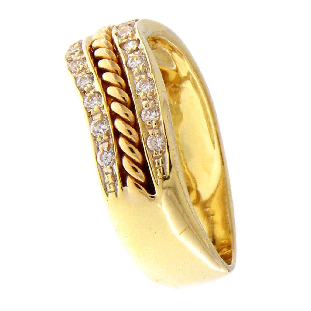 Anello Ondulato Torchon e Zirconi