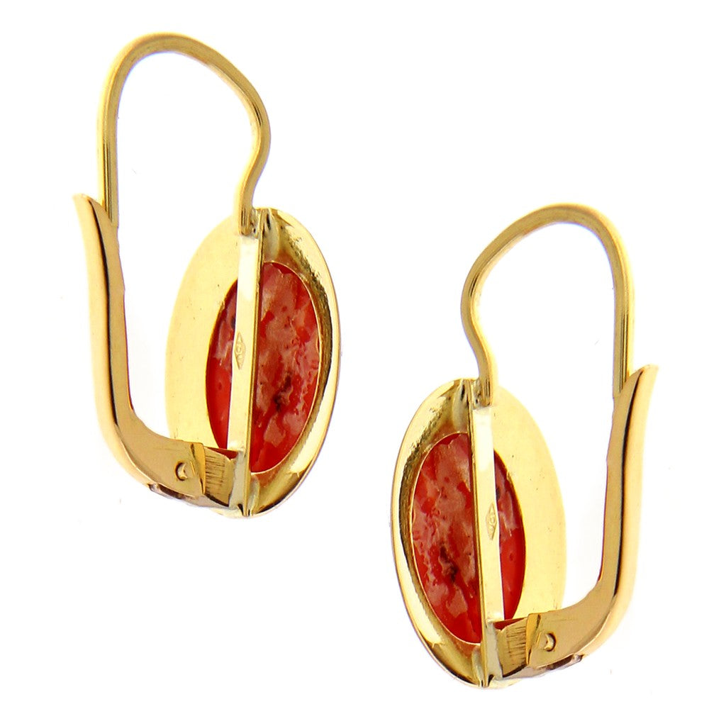 Orecchini Ovali con Pietra Rossa