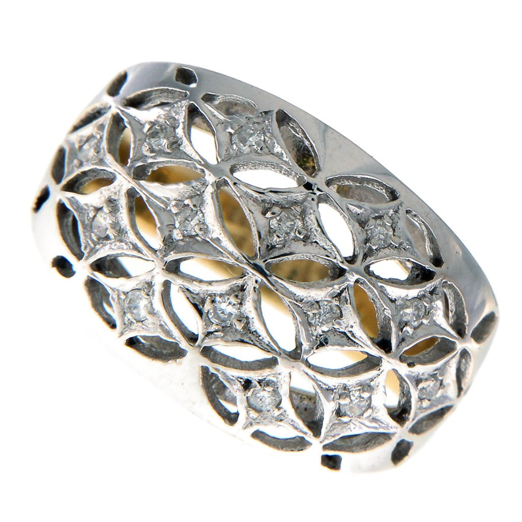 Anello Fascia con Pietre Bianche