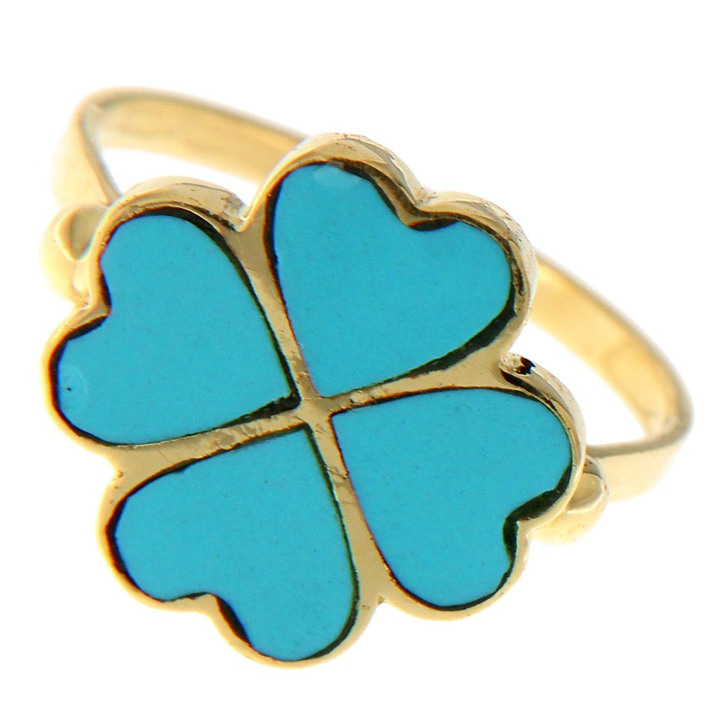Anello Quadrifoglio Celeste