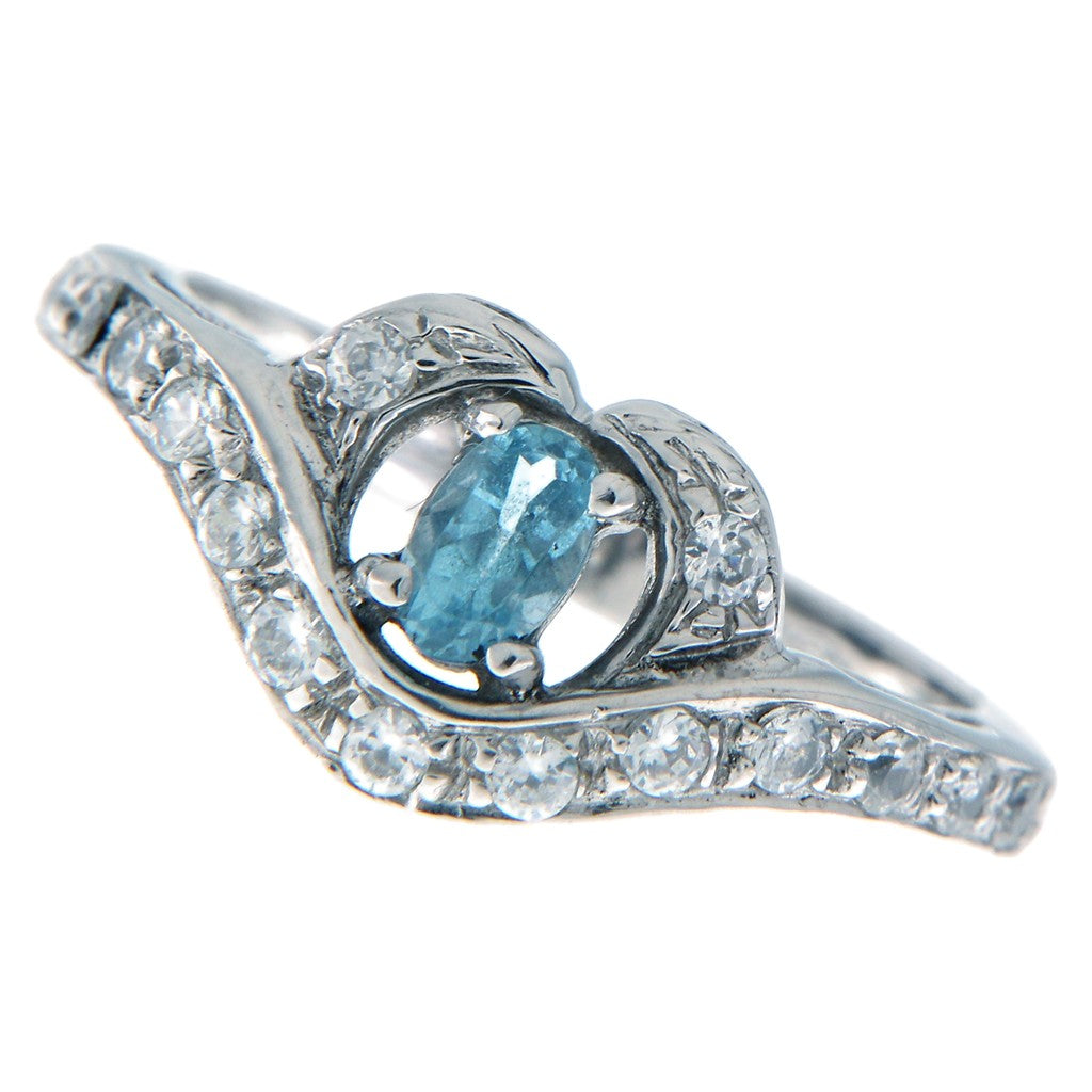 Anello Cuore con Pietra Celeste