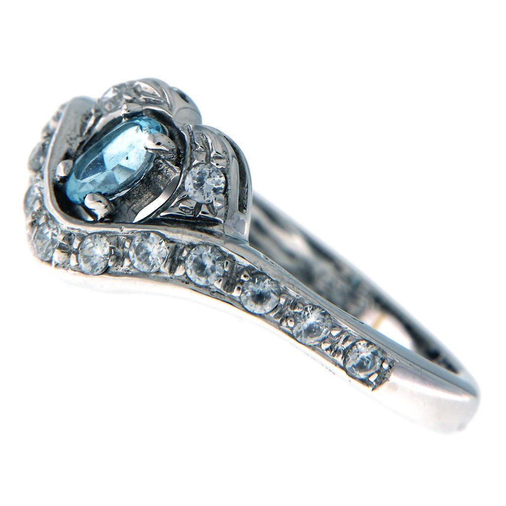 Anello Cuore con Pietra Celeste
