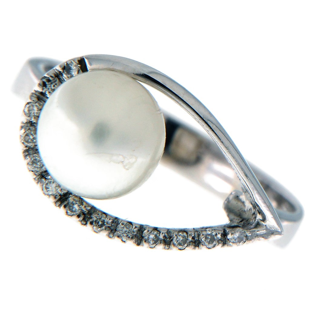 Anello Goccia con Perla e Diamanti da 0.01 CT