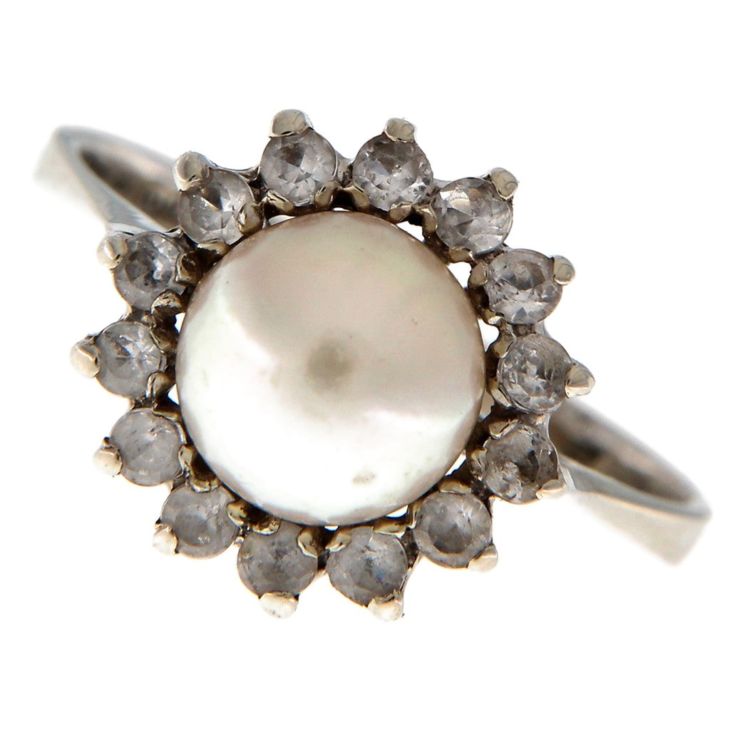 Anello Fiore Perla Rosa e Zirconi