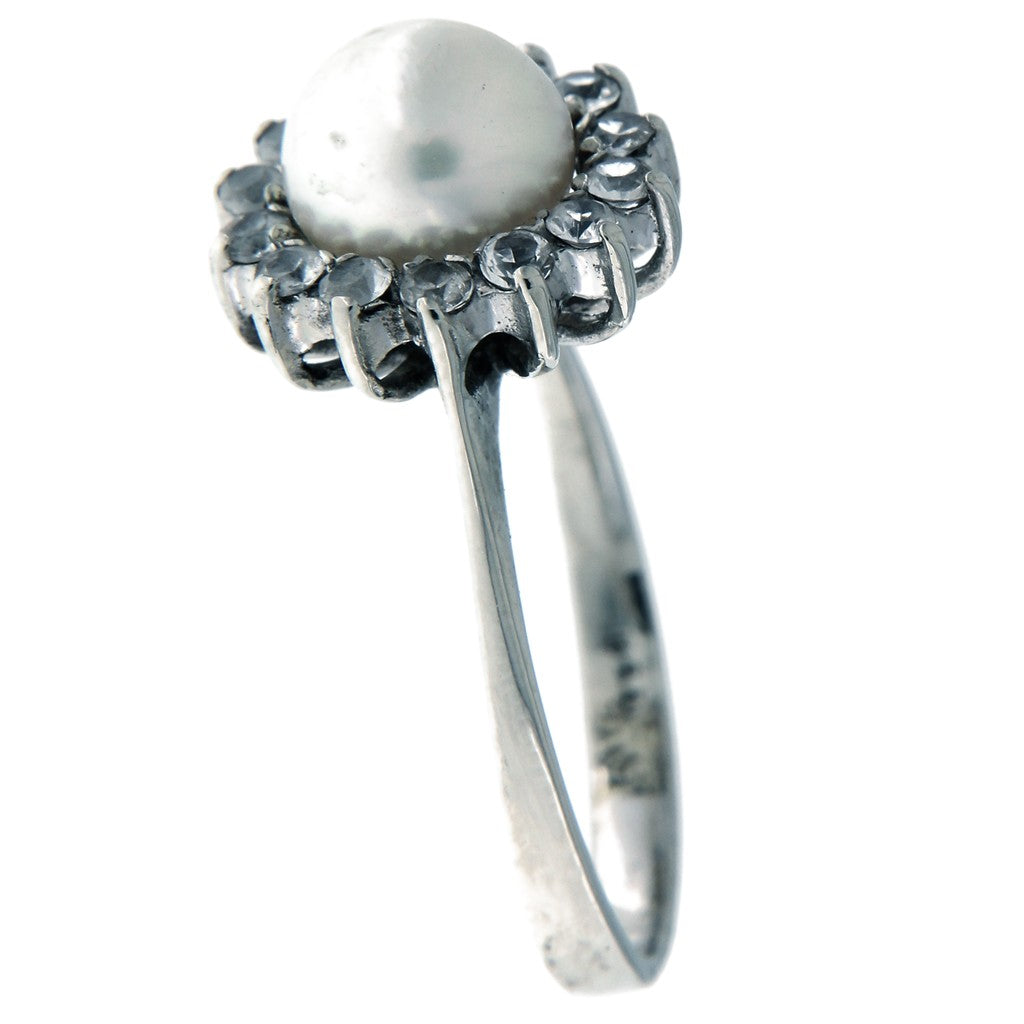 Anello Fiore Perla Rosa e Zirconi