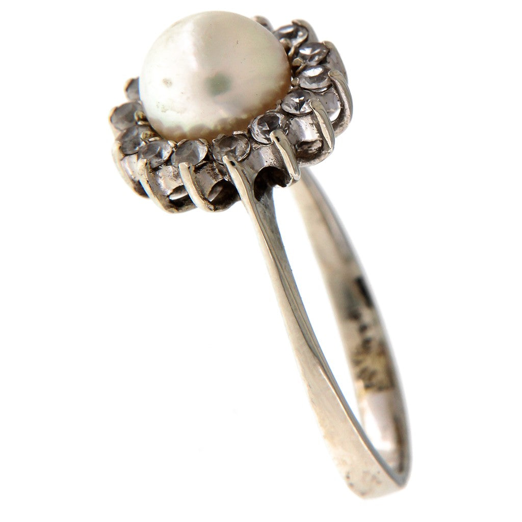 Anello Fiore Perla Rosa e Zirconi