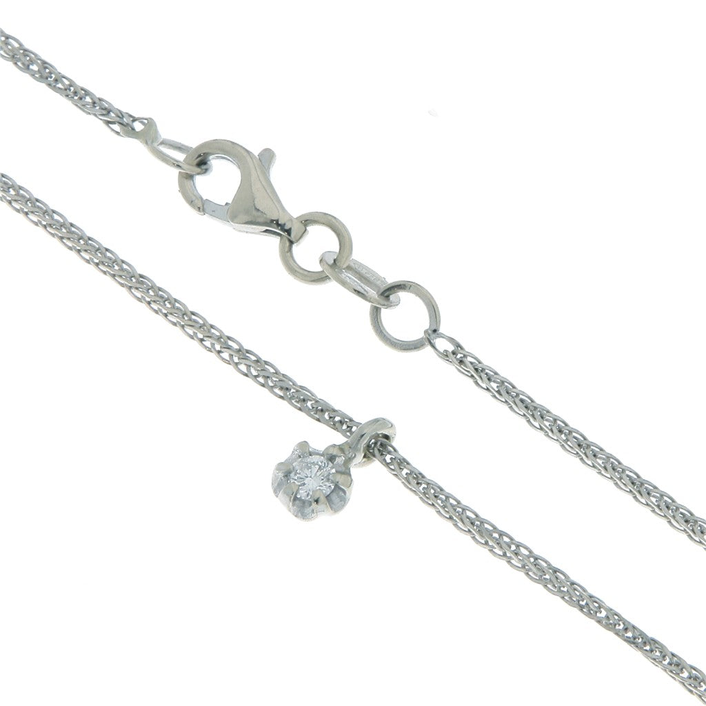 Collana Coda di Volpe e Diamante da 0.05 CT