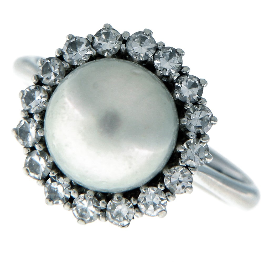 Anello Fiore Perla Bianca e Zirconi