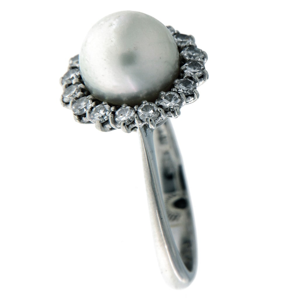Anello Fiore Perla Bianca e Zirconi