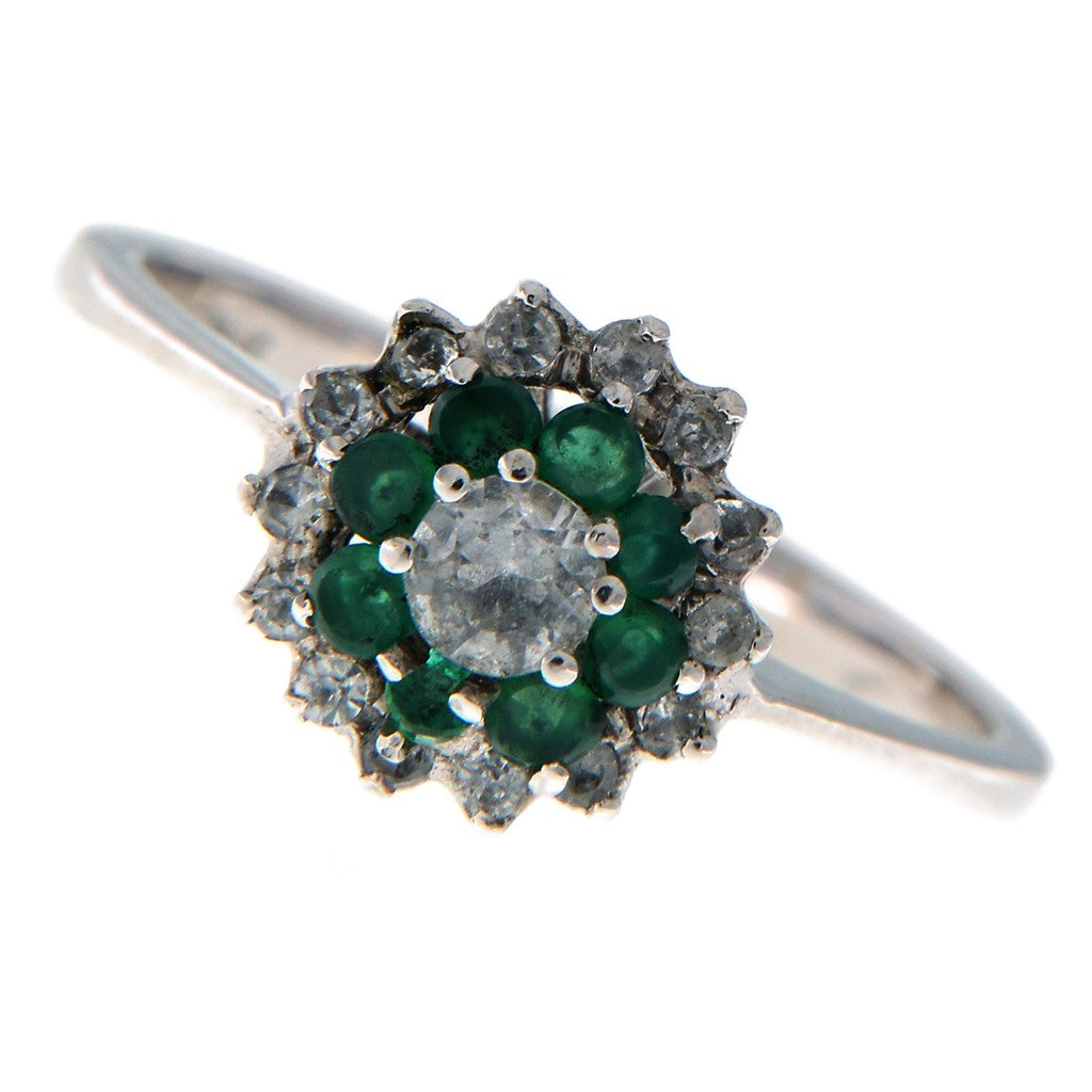 Anello Fiore con Zirconi Bianchi e Verdi